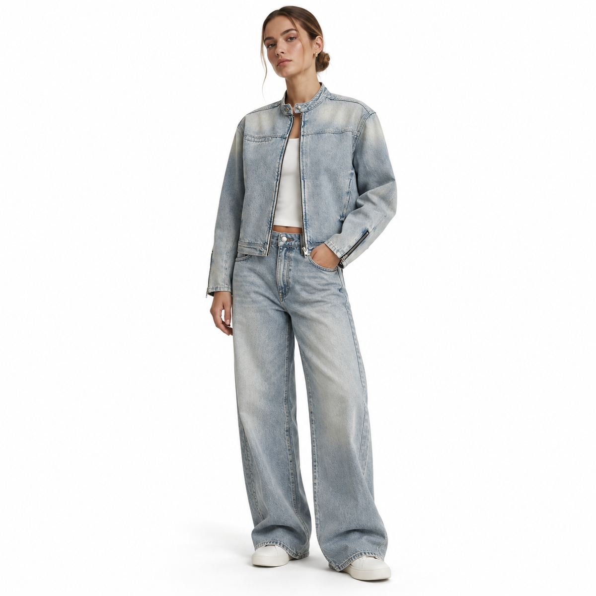 The Washed Denim Zip-Front Jacket MinimalistDenim-on-DenimLookbookPortrait