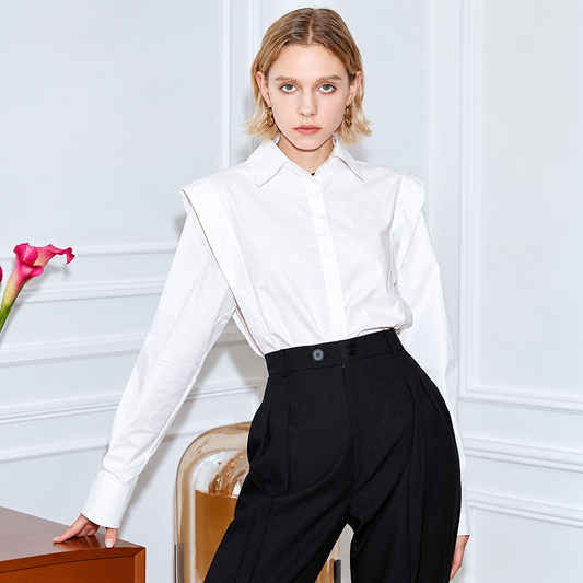 The Refined Cotton Lapel Shirt MinimalistGold-TonedFashionPortrait