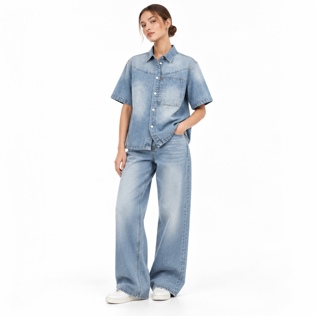The Sun-Faded Boxy Denim Shirt MinimalistLight-WashDenimEditorial