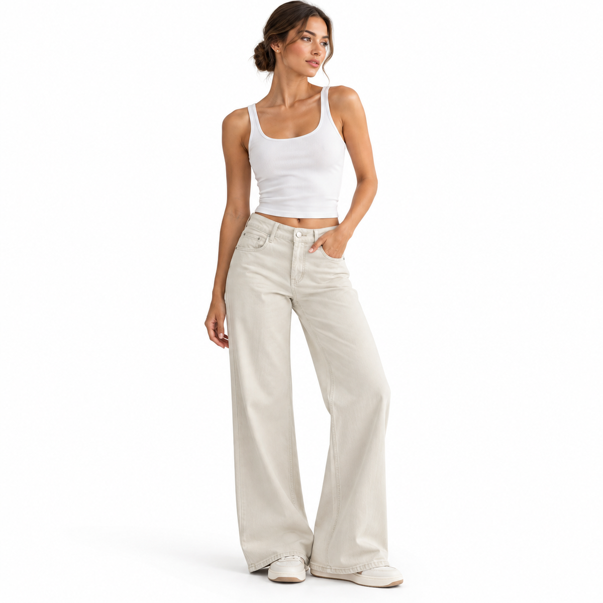The Vintage-Wash High-Rise Flare Jeans MinimalistNeutral-ToneStudioLookbook