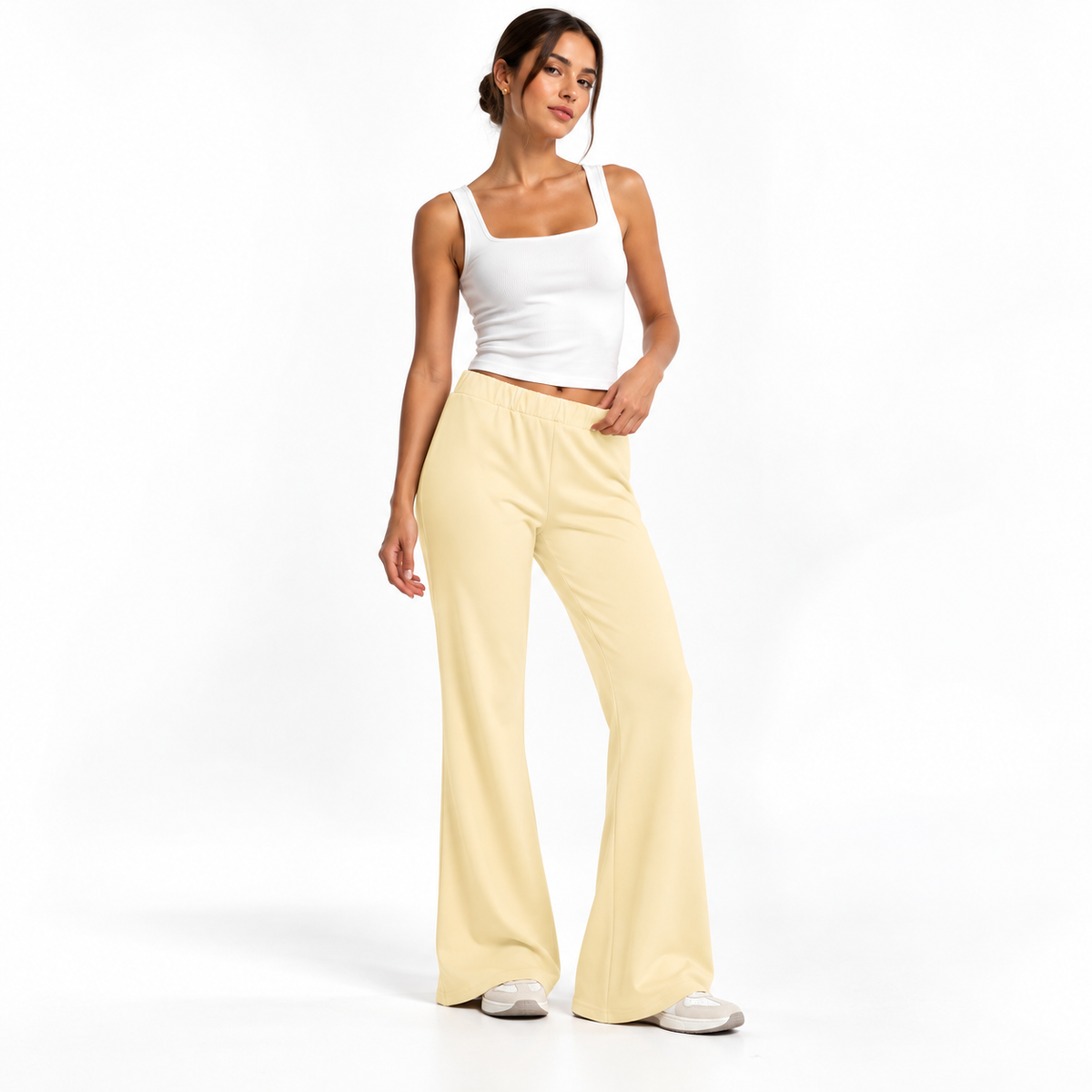 Women's Slim-Fit Flared Sweatpants MinimalistPastelLoungeFashionPortrait