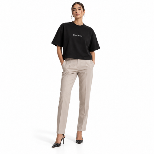 The Boxy Heavyweight Black Cotton Tee MinimalistPoshLanaStudioLook