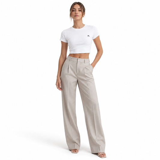 The Cropped Cotton Baby Tee MinimalistWhiteTeeandTailoredTrousers