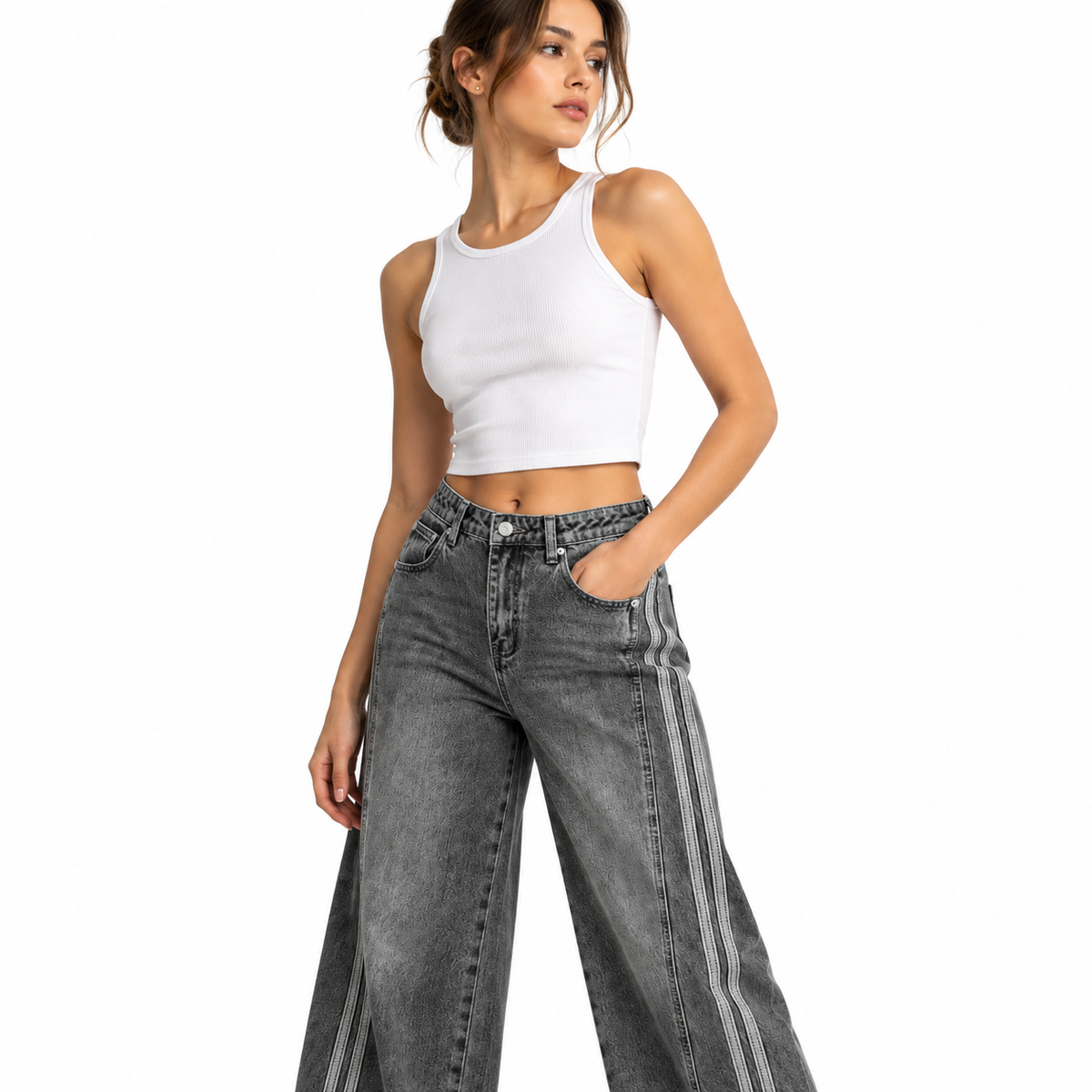 The Vintage-Wash Wide-Leg Jeans MinimalistWide-LegDenimFashionPortrait