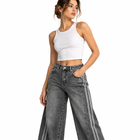 The Vintage-Wash Wide-Leg Jeans MinimalistWide-LegDenimFashionPortrait