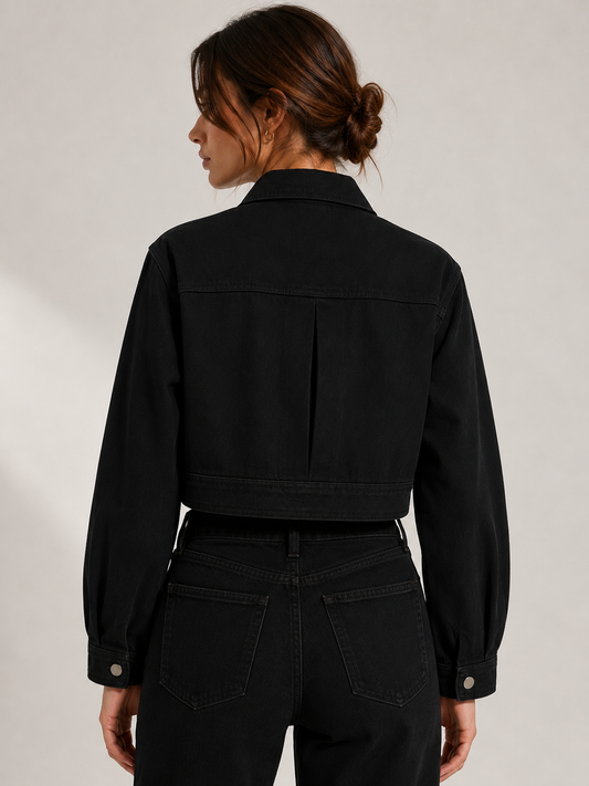 The Cropped Denim Jacket Minimalist_fashion_in_black_and_silver