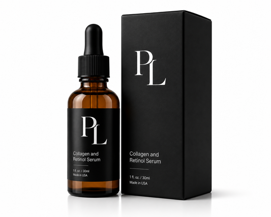 Collagen & Retinol Face Serum Minimalist_skincare_with_amber_glass_bottle