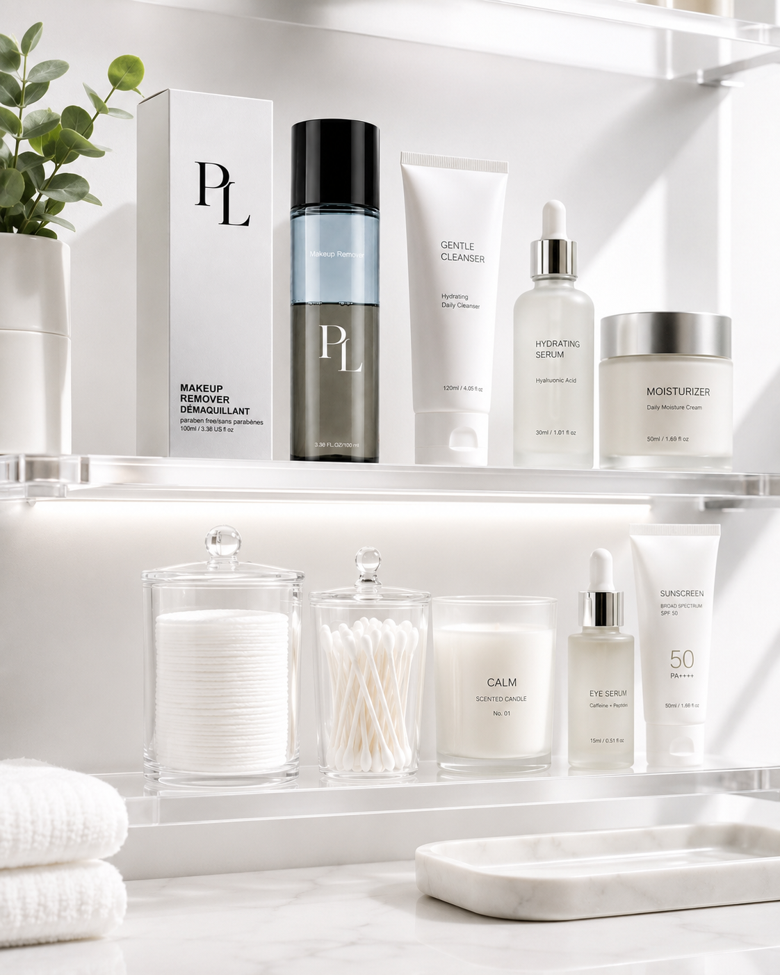 Waterproof Lip & Eye Makeup Remover Minimalist_spa-inspired_bathroom_shelf_setup