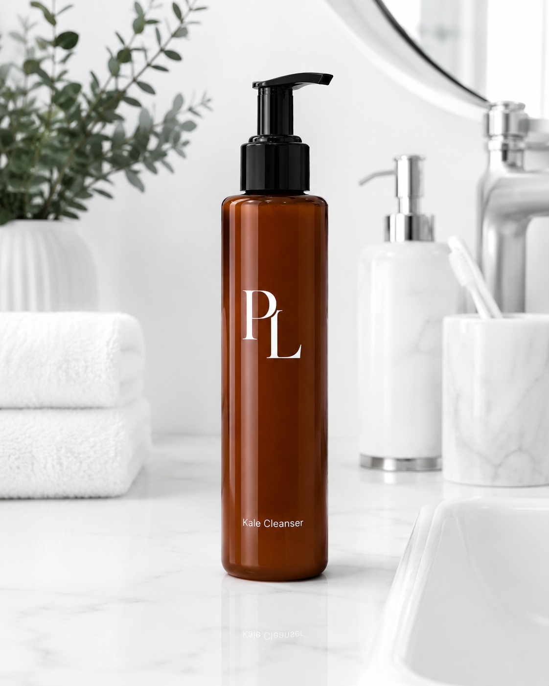 Kale Hydrating Facial Cleanser Minimalistbathroomwithambercleanserbottle