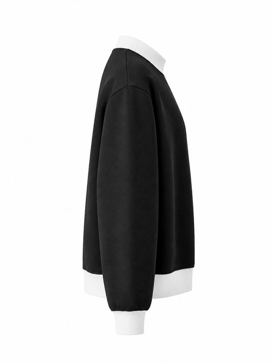Mock Neck Sweatshirt for Women Minimalistblacksweatshirtprofileshot