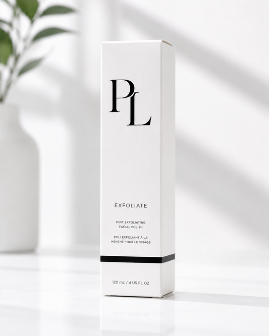 Mint Exfoliating Facial Polish | Gentle Face Scrub Minimalistskincareproductonwhitesurface