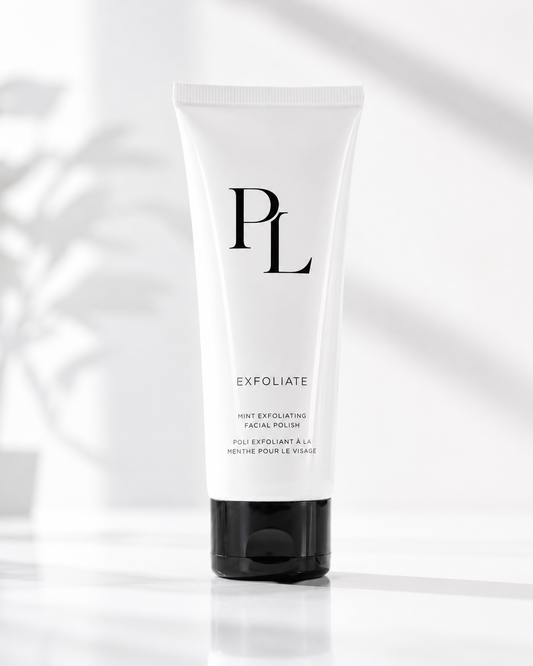Mint Exfoliating Facial Polish | Gentle Smoothing Face Scrub Minimalistskincaretubeonwhitesurface