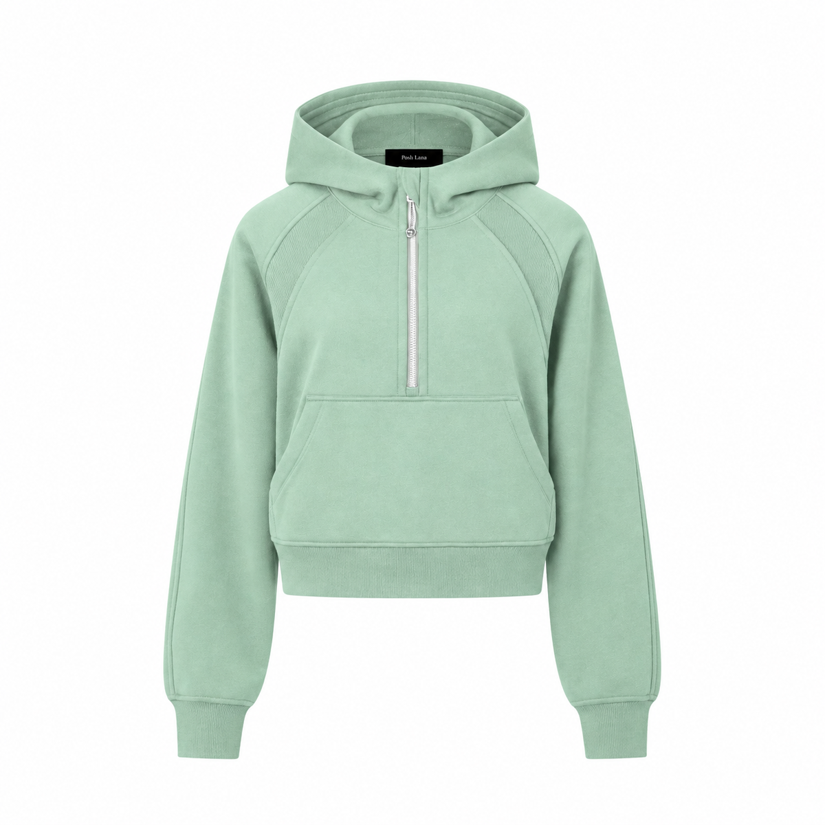 Cropped Half-Zip Hoodie Green MintGreenCroppedHalf-ZipHoodie