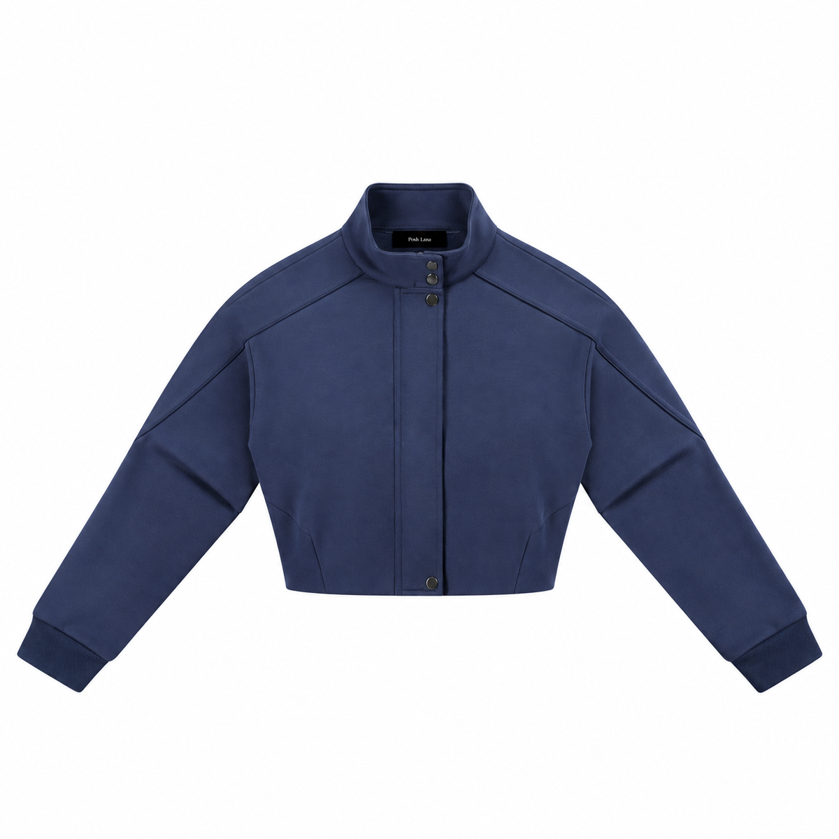 The Cropped Stand-Collar Button-Front Jacket Navy Blue NavyCroppedSnap-FrontJacket