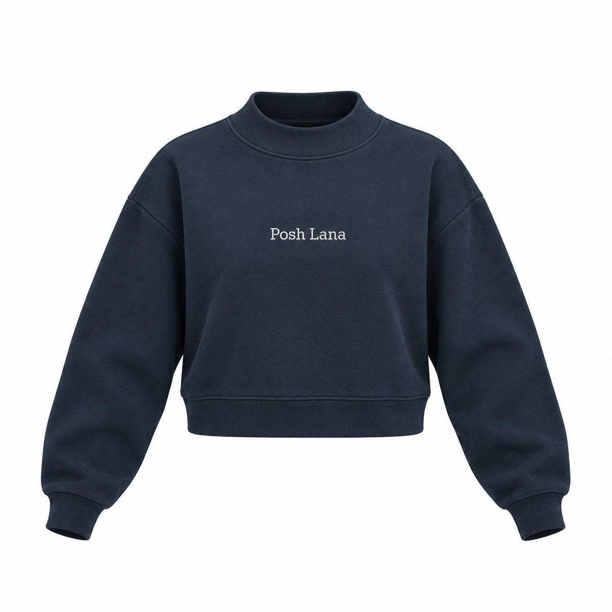 The Relaxed Fleece Mock-Neck Blue Sweatshirt NavyPoshLanaCroppedSweatshirt