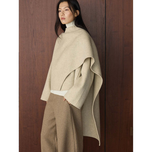 Women's Asymmetric Wool-Blend Coat | Beige