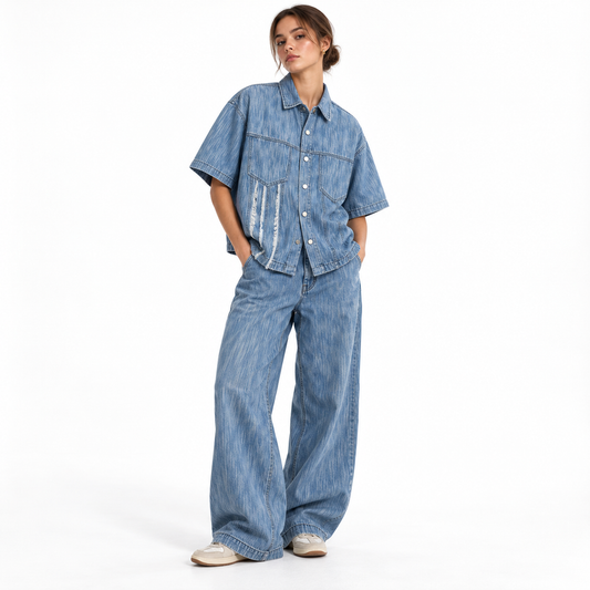 The Distressed Panel Vintage Denim Shirt OversizedDenimStreetwearPortrait
