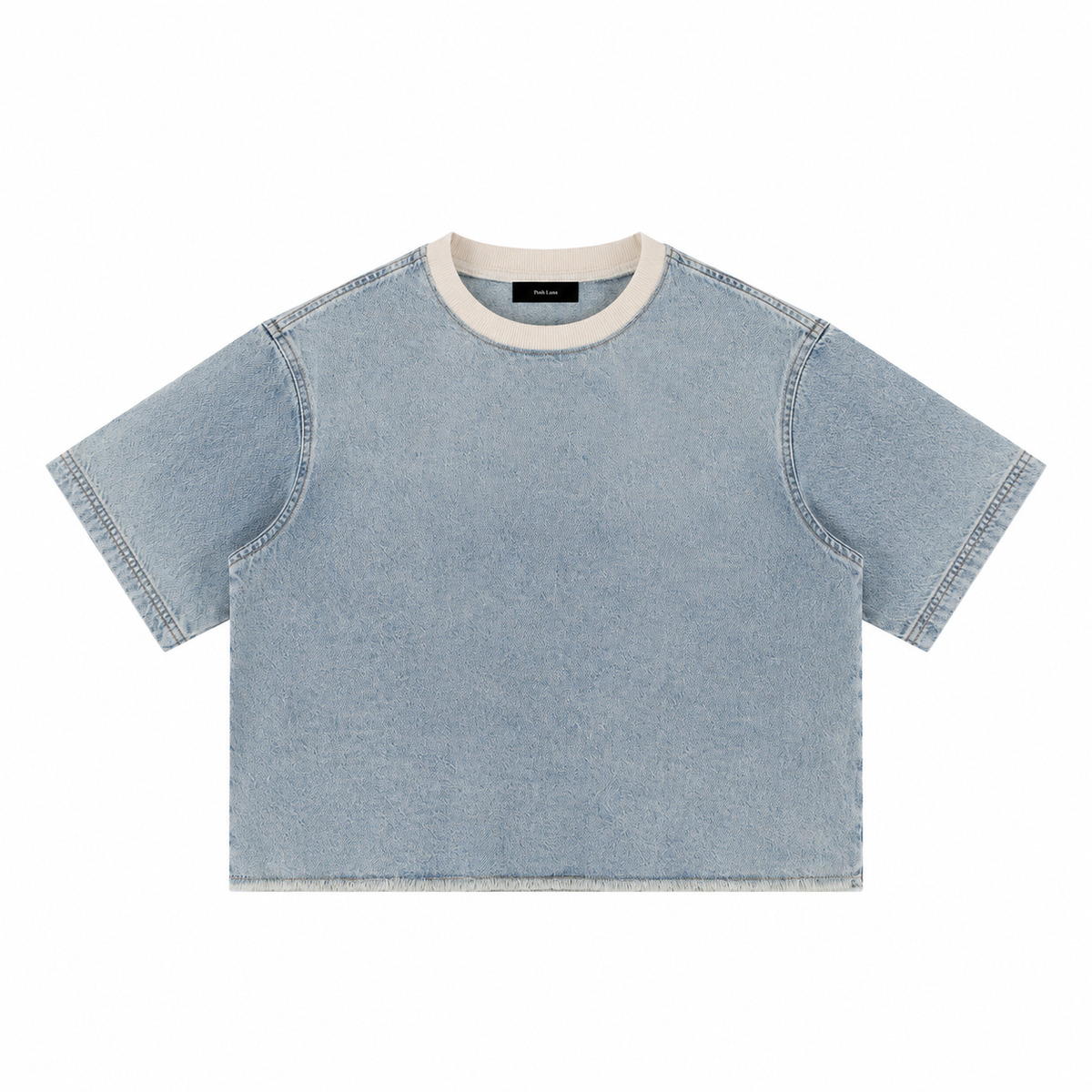 The Snow-Wash Boxy Raw-Edge Tee Light Blue PaleDenimTeewithPoshLanaLabel