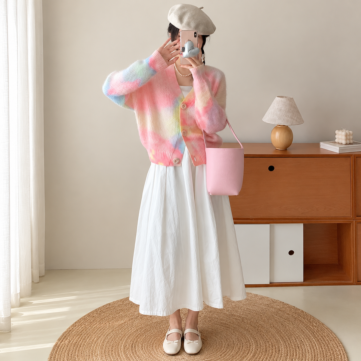 The Contrast Panel V-Neck Cardigan PastelBeretSelfieinaCozyRoom