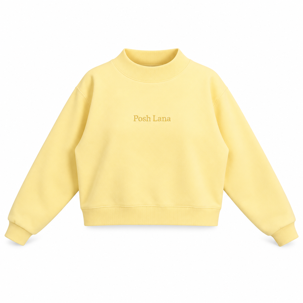 The Relaxed Fleece Mock-Neck Yellow Sweatshirt PastelLemonPoshLanaSweatshirt