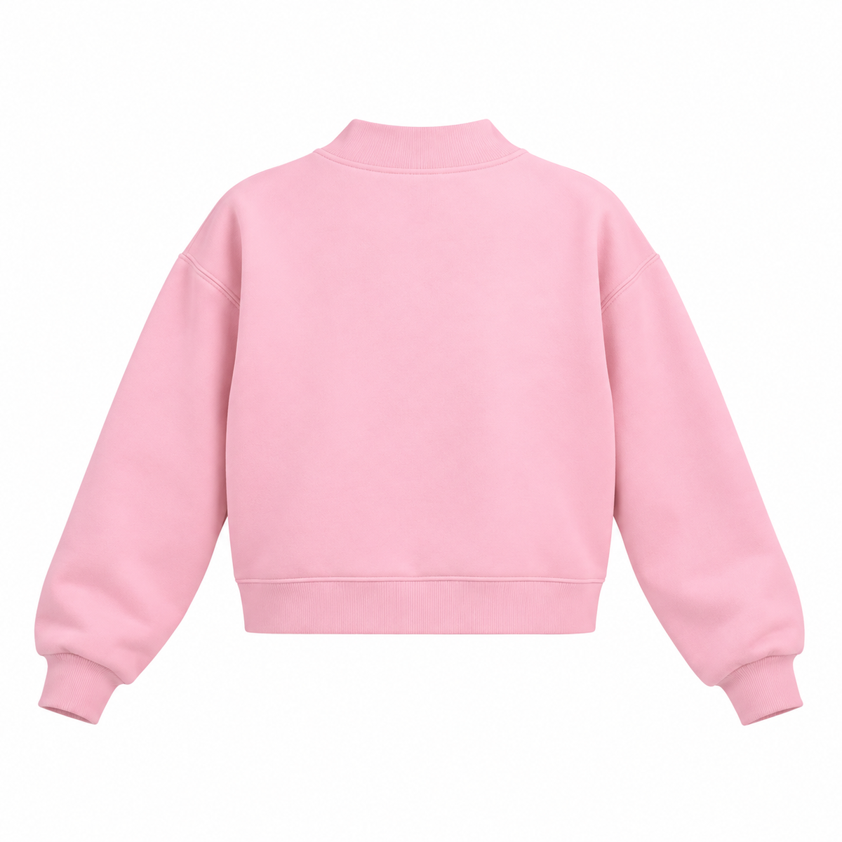 The Relaxed Fleece Mock-Neck Pink Sweatshirt PastelPinkCroppedSweatshirtBack