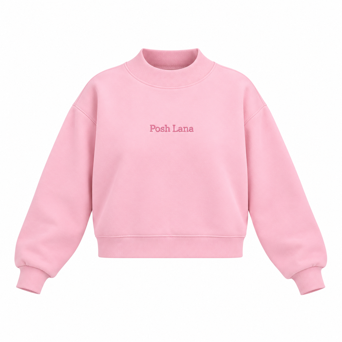 The Relaxed Fleece Mock-Neck Pink Sweatshirt PastelPinkPoshLanaSweatshirt