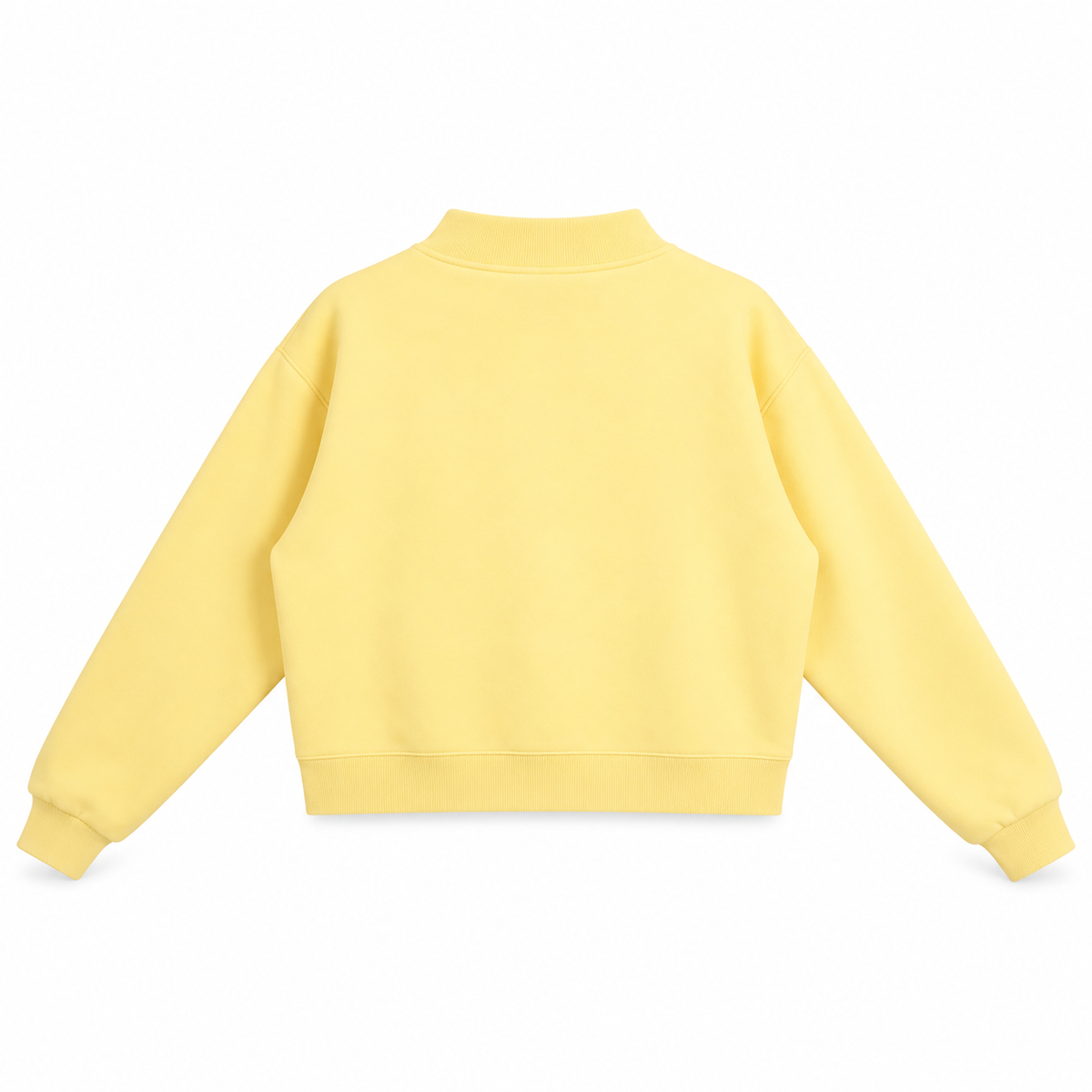 The Relaxed Fleece Mock-Neck Yellow Sweatshirt PastelYellowCroppedSweatshirtBackView