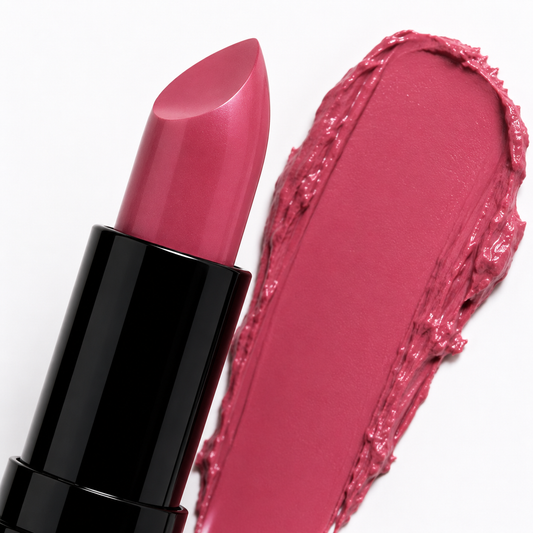 Luxury Cream Lipstick - Darling Dahlia Pinklipstickandcreamysmeardetail