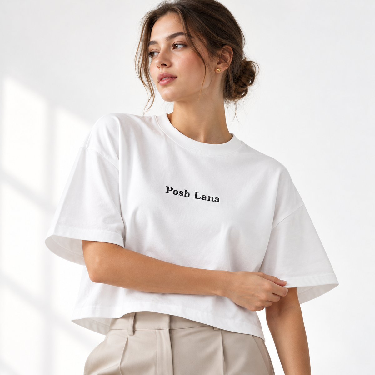 The Boxy Heavyweight White Cotton Tee PoshLanaEditorialPortrait
