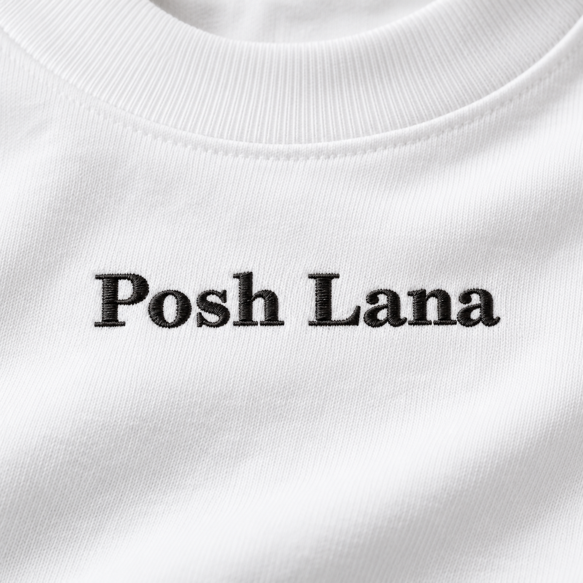 The Boxy Heavyweight White Cotton Tee White PoshLanaEmbroideredWhiteTee