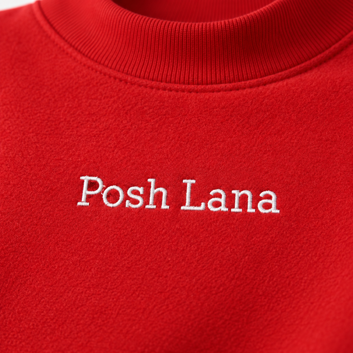 The Relaxed Fleece Mock-Neck Red Sweatshirt Red PoshLanaRedFleeceSweatshirt