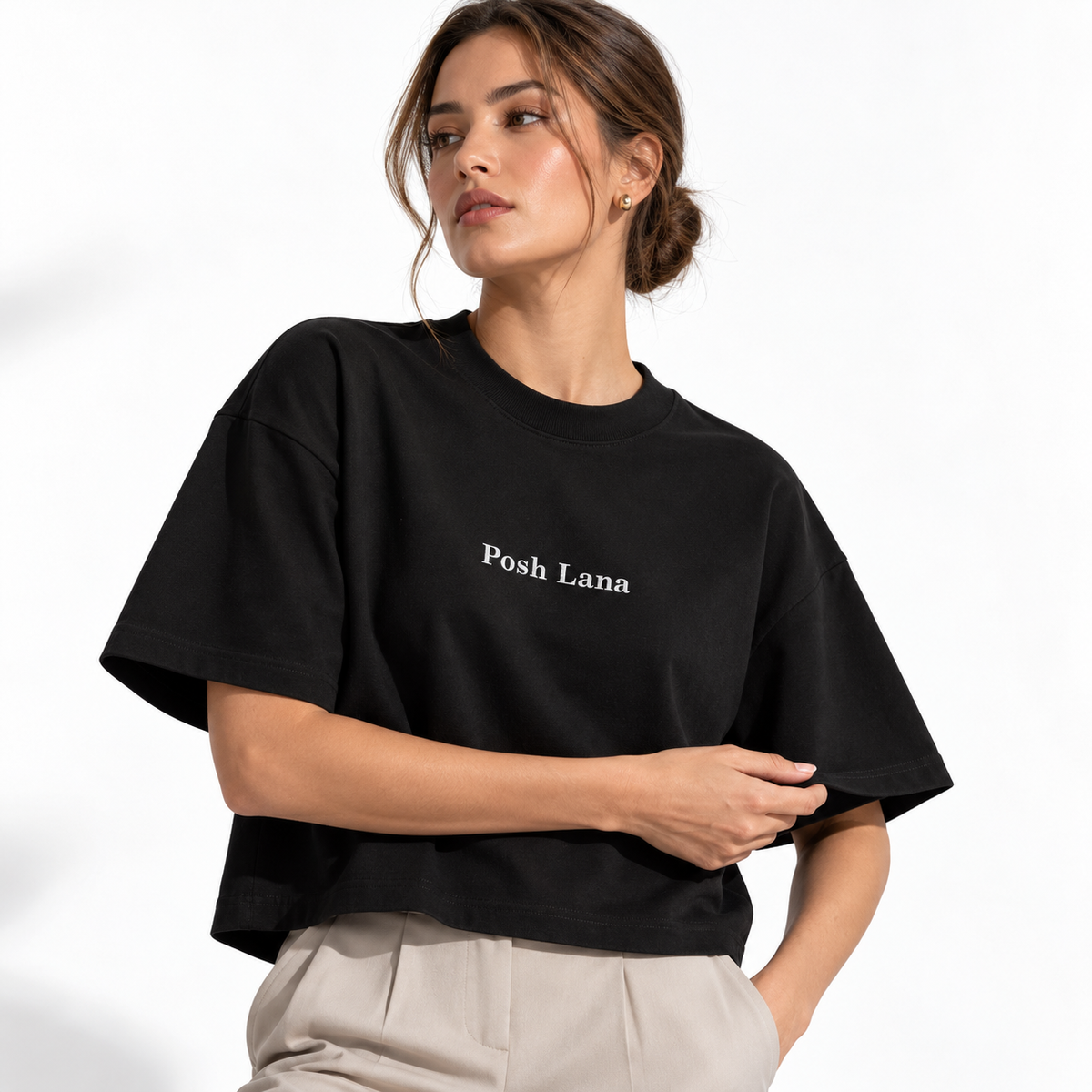 The Boxy Heavyweight Black Cotton Tee PoshLanaStudioEditorial