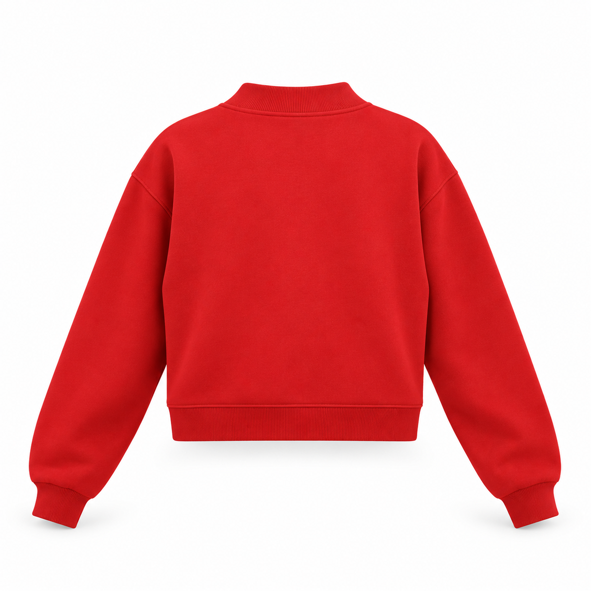 The Relaxed Fleece Mock-Neck Red Sweatshirt RedBack-ViewCrewneckSweatshirt