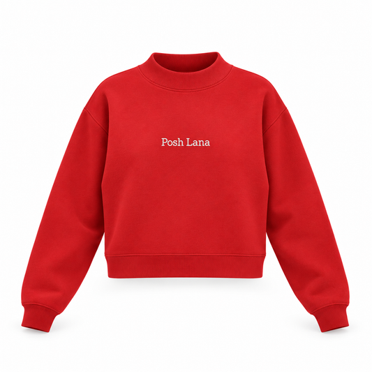 The Relaxed Fleece Mock-Neck Red Sweatshirt RedPoshLanaCrewneckSweatshirt