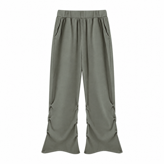 Women’s Vintage Wash Ruched Sweatpants Dark Gray SageGreenRuchedWide-LegLoungePants