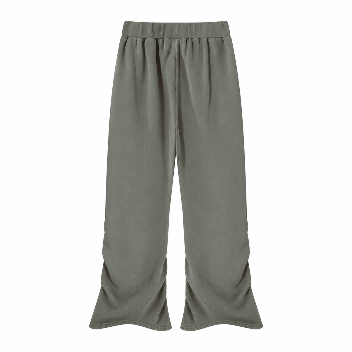 The Vintage-Wash Ruched Wide-Leg Sweatpants SageGreenRuchedWide-LegPants