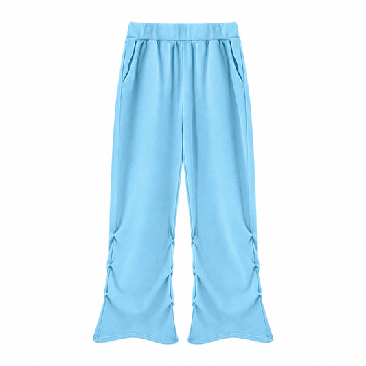 Women’s Vintage Wash Ruched Sweatpants Sky Blue SkyBlueRuchedLoungePants