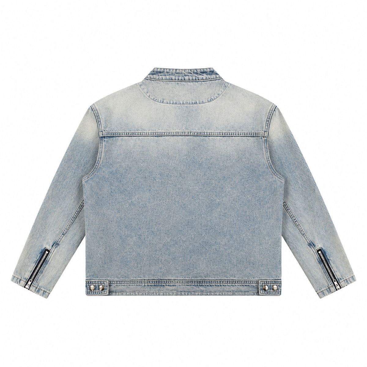 The Washed Denim Zip-Front Jacket StonewashedDenimJacketBackView