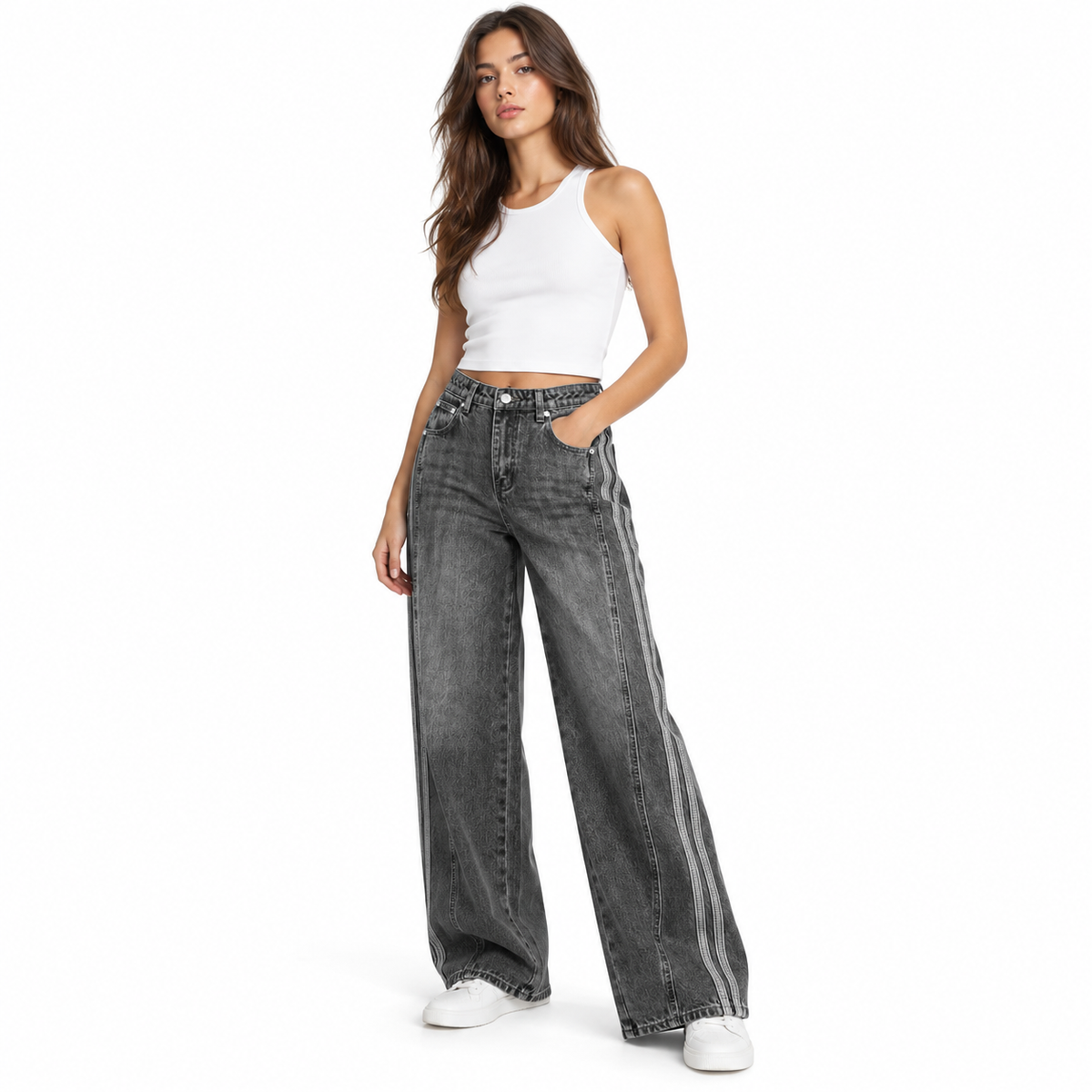 The Vintage-Wash Wide-Leg Jeans StudioLookbook-StripedWide-LegJeans