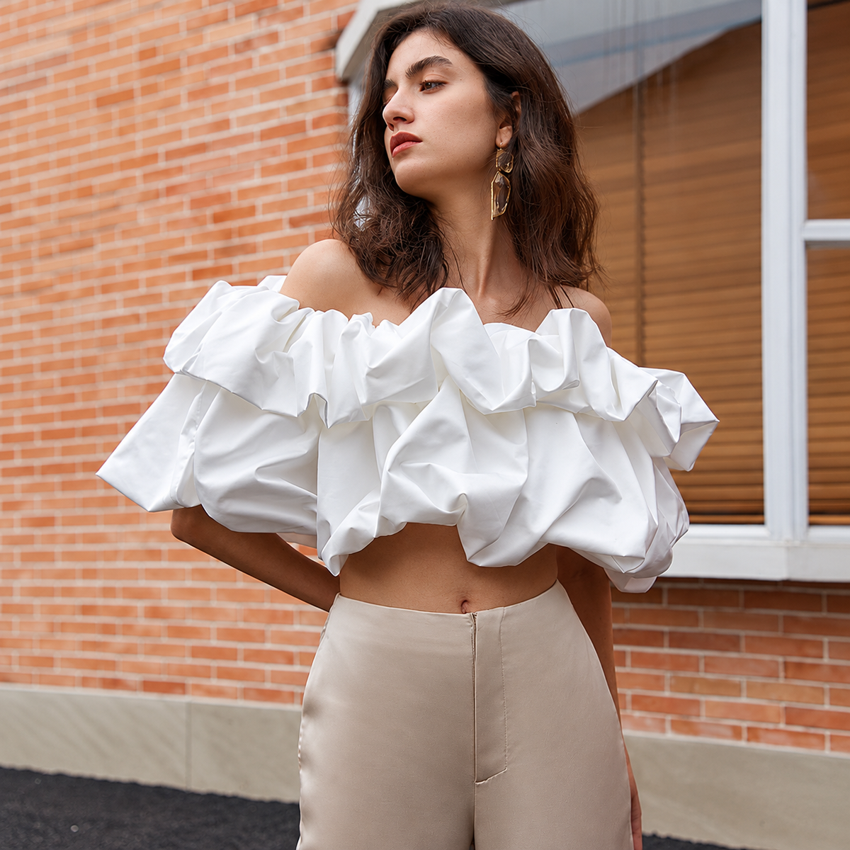 The Sculpted Pleat Strapless Top White UrbanRufflesbytheBrickWall