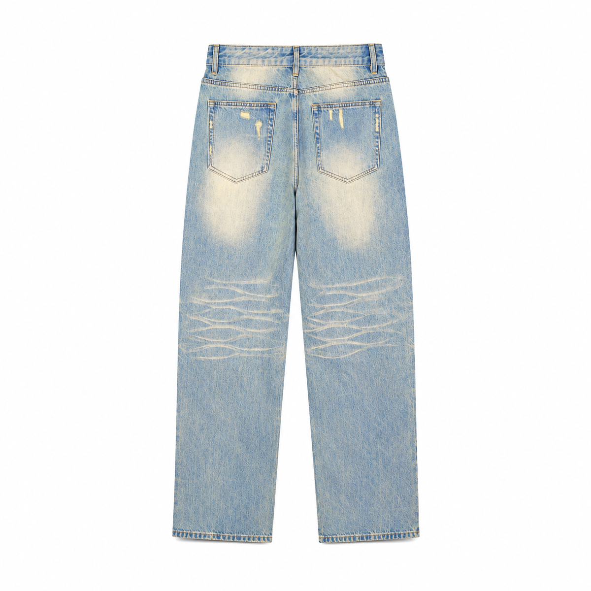 The Sun-Washed Raw-Hem Wide-Leg Jeans VintageWashedDenimJeansBackView