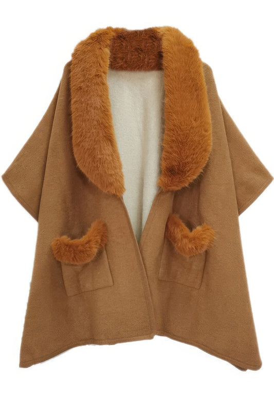 Faux Fur Collar Kimono WH2001395C
