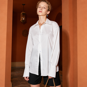 The White Lace-Up Open-Back Shirt WarmTerracottaFashionPortrait