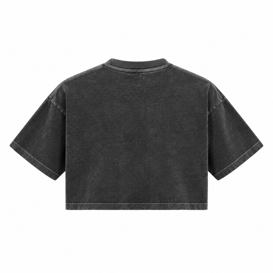 The Snow-Washed Cropped Classic Black Cotton Tee WashedBlackCroppedT-ShirtBack
