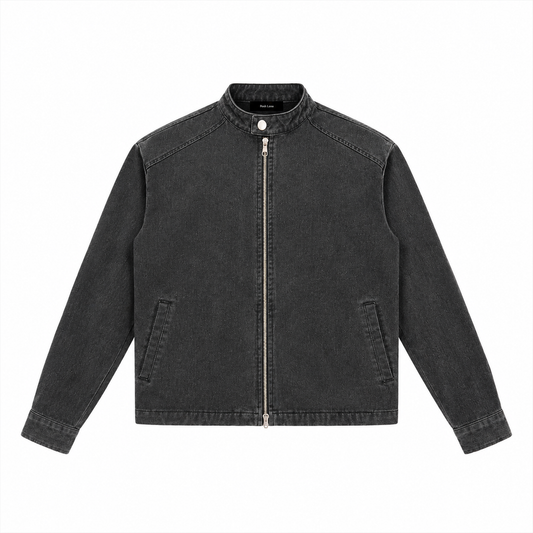The Vintage-Wash Cropped Denim Jacket Black WashedBlackDenimJacketFlatLay