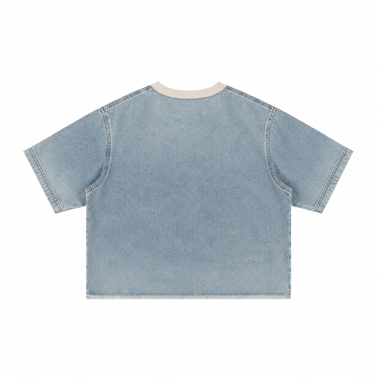 The Snow-Wash Boxy Raw-Edge Tee WashedBlueDenimT-ShirtBackView
