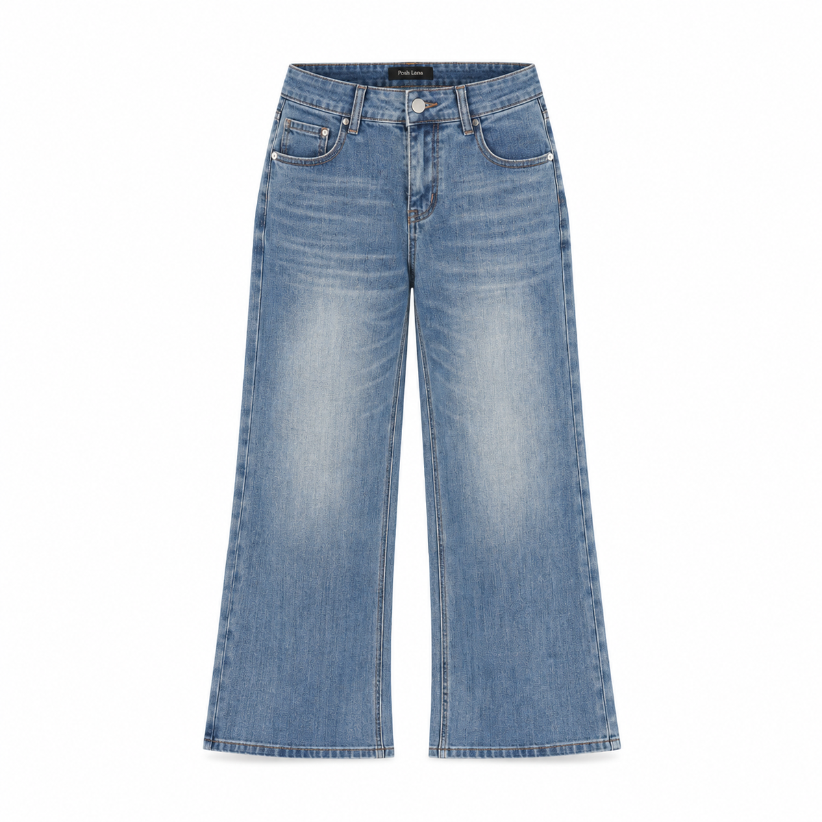 The Retro-Wash High-Rise Wide-Leg Jeans Jeans Blue WashedBlueWide-LegJeanswithPoshLanaLabel