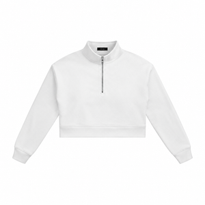 Women's Crop Quarter-Zip Sweatshirt White WhiteCroppedQuarter-ZipSweatshirt