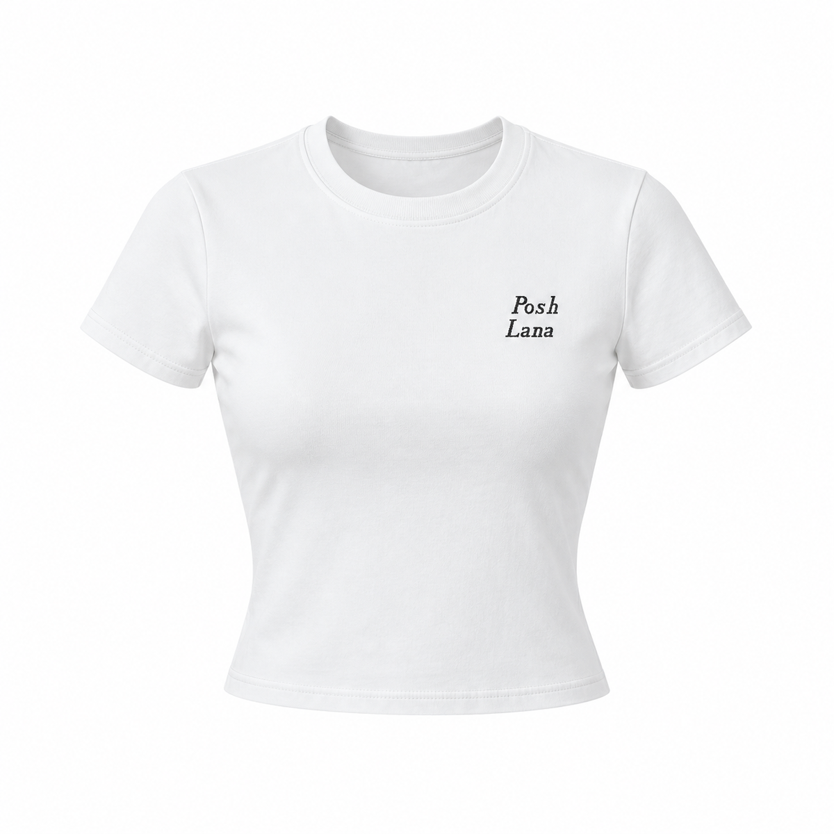 The Sculpted White Cotton Tee White WhiteFittedTeewithPoshLanaLogo