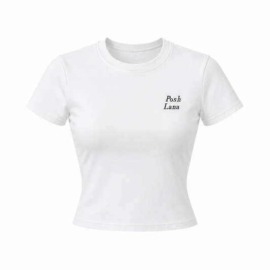 The Sculpted White Cotton Tee White WhiteFittedTeewithPoshLanaLogo